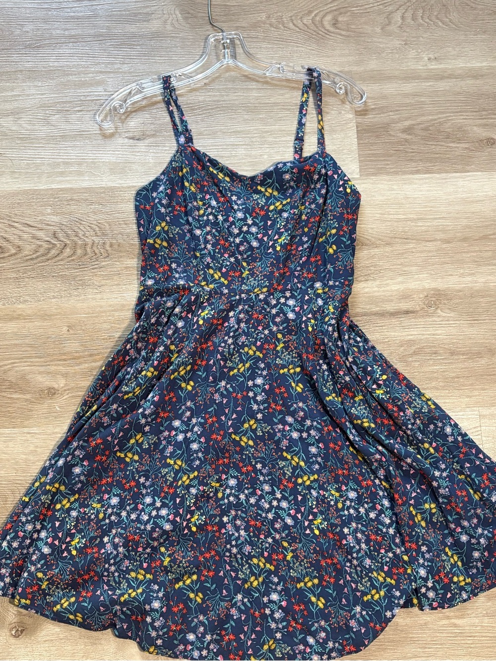 Old Navy Sweetheart Ditsy Floral Navy Blue Mini Summer Sundress Circle Skirt